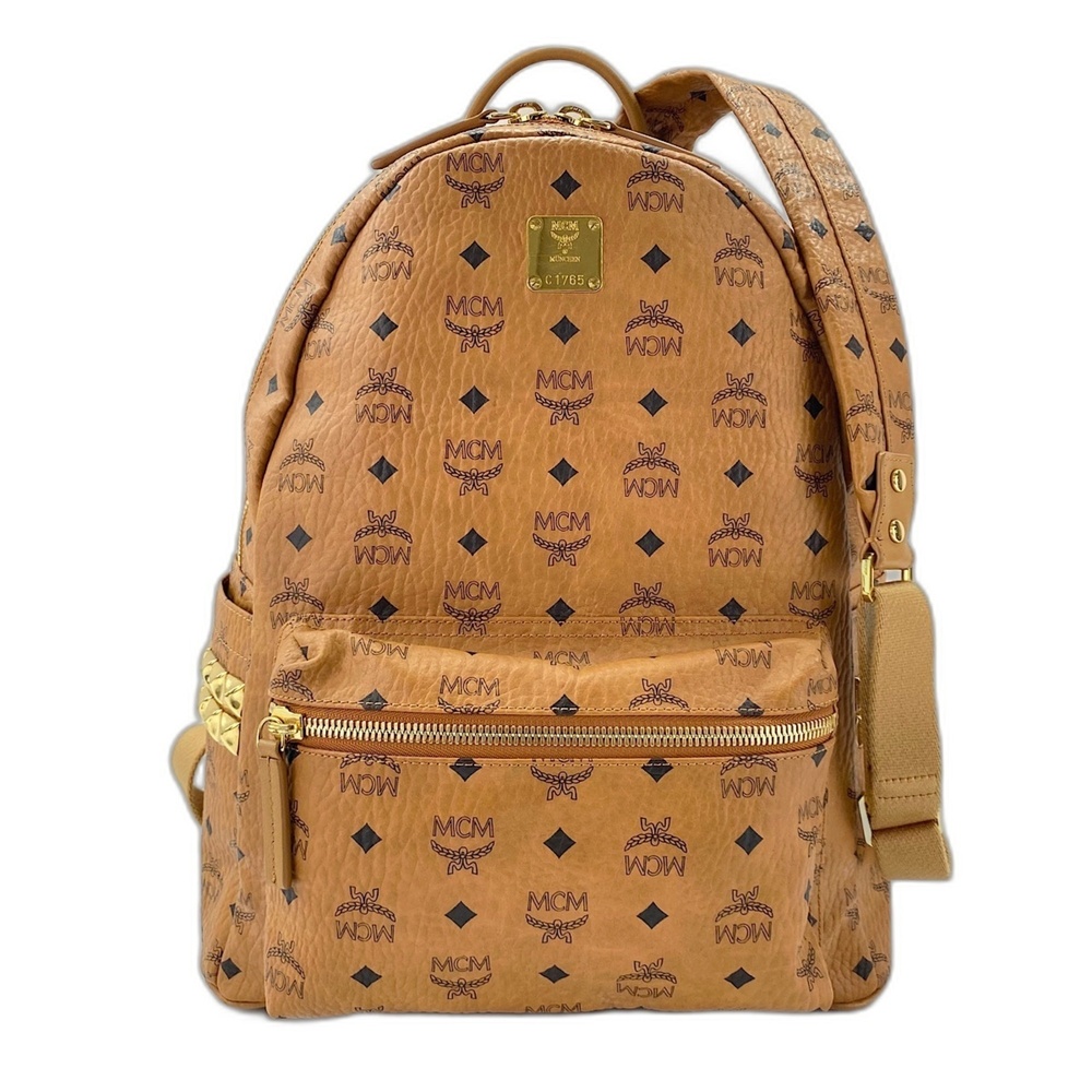 MCM Stark Medium Studded Backpack, Brown